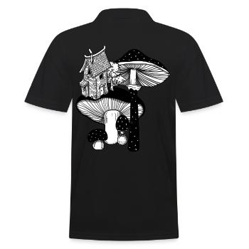 Magisches Pilz Haus Goa Design Geschenkidee - Männer Poloshirt - Schwarz - Hinten - Kai (181cm)