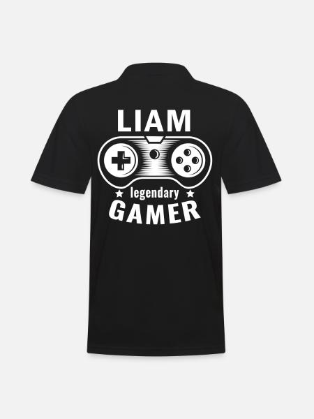 LIAM Legendary Gamer Personalized Name Gift - Männer Poloshirt - Schwarz