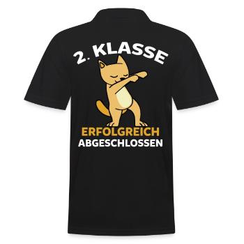 Zweite Klasse Dab Katze 2. Klasse Schulkind Grunds - Männer Poloshirt - Schwarz - Hinten - Kai (181cm)
