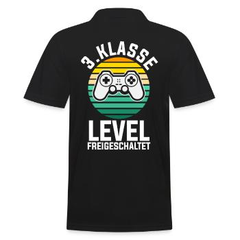 3. Klasse Level Freigeschaltet Zocker Gamer Gaming - Männer Poloshirt - Schwarz - Hinten - Kai (181cm)