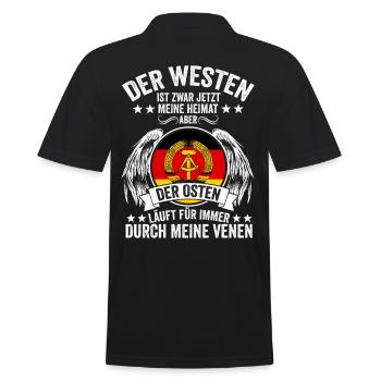 Osten Ostdeutscher Ossi Ostdeutschland DDR - Männer Poloshirt - Schwarz - Hinten - Kai (181cm)
