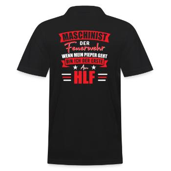 Feuerwehr Maschinist Feuerwehrmann Geschenk - Männer Poloshirt - Schwarz - Hinten - Kai (181cm)