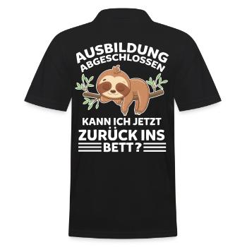 Faultier Ausbildung Azubi Auszubildende - Männer Poloshirt - Schwarz - Hinten - Kai (181cm)