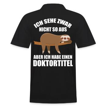 FaultierDoktorinDoktorandPromotion Doktortitel - Männer Poloshirt - Schwarz - Hinten - Kai (181cm)