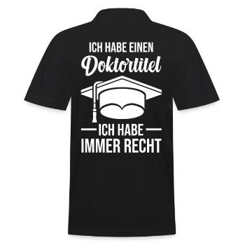 DoktorandPromotionDissertation Doktortitel - Männer Poloshirt - Schwarz - Hinten - Kai (181cm)