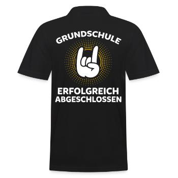 Grundschule Erfolgreich Abgeschlossen - Männer Poloshirt - Schwarz - Hinten - Kai (181cm)