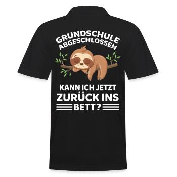 Faultier Grundschule Abschluss Schüler Grundschüle - Männer Poloshirt - Schwarz - Hinten - Kai (181cm)