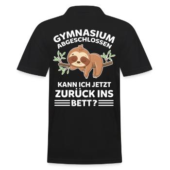 Faultier Gymnasium Abschluss Schüler Gymnasiast - Männer Poloshirt - Schwarz - Hinten - Kai (181cm)