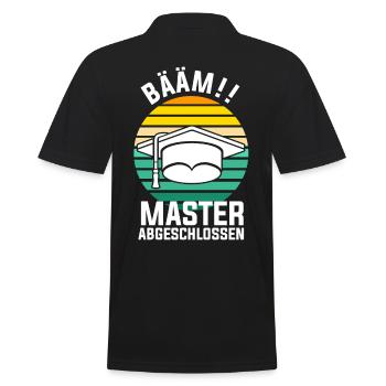 Masterabschluss Universität Mastertitel Gamer Mast - Männer Poloshirt - Schwarz - Hinten - Kai (181cm)