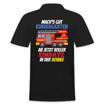 Einschulung Feuerwehr Kindergarten Geschenk - Männer Poloshirt - Schwarz - Hinten - Kai (181cm)