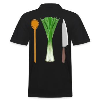 Poireaux Cuisine végétarienne Cuillère en bois Travail Professions - Polo Homme - noir - Dos - Kai (181cm)