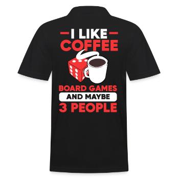 Board Games I Like Coffee Board Games & Maybe 3 - Men's Polo Shirt - black - Back - Kai (181cm)