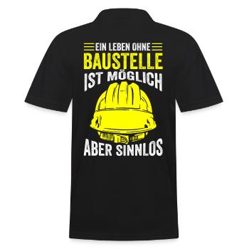 Bau Baustelle Bauarbeiter Handwerker Baustellen - Männer Poloshirt - Schwarz - Hinten - Kai (181cm)
