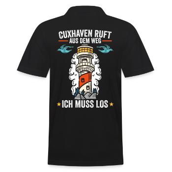 Cuxhaven ruft aus dem Weg ich muss los - Männer Poloshirt - Schwarz - Hinten - Kai (181cm)
