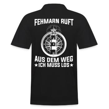 Fehmarn ruft aus dem Weg ich muss los - Männer Poloshirt - Schwarz - Hinten - Kai (181cm)