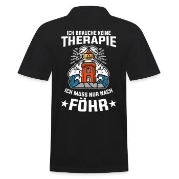 Ich brauche keine Therapie ich muss nur nach Föhr - Männer Poloshirt - Schwarz - Hinten - Kai (181cm)