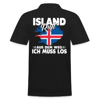 Island ruft aus dem Weg ich muss los - Männer Poloshirt - Schwarz - Hinten - Kai (181cm)