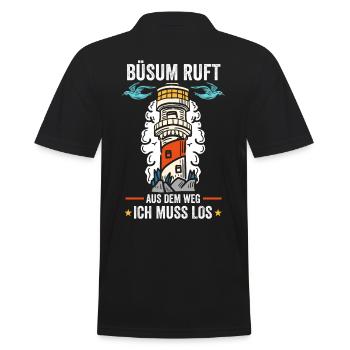 Büsum ruft aus dem Weg ich muss los - Männer Poloshirt - Schwarz - Hinten - Kai (181cm)