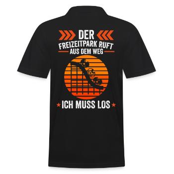 Jahrmarkt Kirmes Freizeitpark - Männer Poloshirt - Schwarz - Hinten - Kai (181cm)