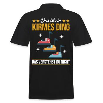 Jahrmarkt Kirmes Riesenrad Autoscooter - Männer Poloshirt - Schwarz - Hinten - Kai (181cm)