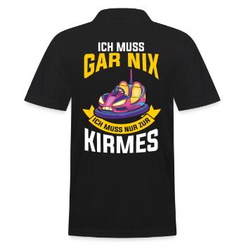 Ich muss gar nix ich muss nur zur Kirmes - Männer Poloshirt - Schwarz - Hinten - Kai (181cm)