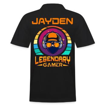 JAYDEN Legendary Gamer Personalized Name Gift - Men's Polo Shirt - black - Back - Kai (181cm)