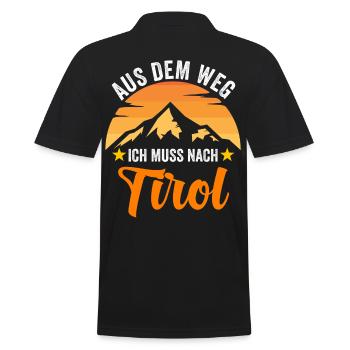 Aus dem Weg ich muss nach Tirol - Männer Poloshirt - Schwarz - Hinten - Kai (181cm)