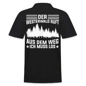 Wandern Wald Pfölzer Westerwälder Westerwald - Männer Poloshirt - Schwarz - Hinten - Kai (181cm)