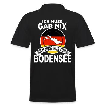 Ich muss gar nix ich muss nur zum Bodensee - Männer Poloshirt - Schwarz - Hinten - Kai (181cm)