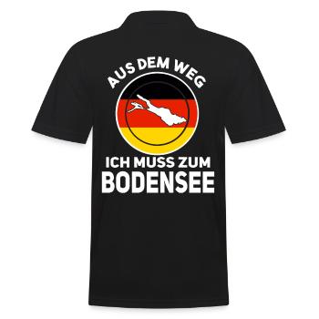 Aus dem Weg ich muss zum Bodensee - Männer Poloshirt - Schwarz - Hinten - Kai (181cm)