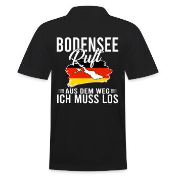 See Konstanz Bodensee - Männer Poloshirt - Schwarz - Hinten - Kai (181cm)