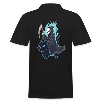 Grim-Reaper Reiten Katze lustiger Tod - Männer Poloshirt - Schwarz - Hinten - Kai (181cm)