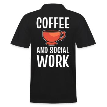 Kaffee und Sozialarbeit Sozialarbeiter - Männer Poloshirt - Schwarz - Hinten - Kai (181cm)