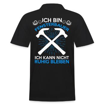 Glaser Baustelle Fensterbauer - Männer Poloshirt - Schwarz - Hinten - Kai (181cm)