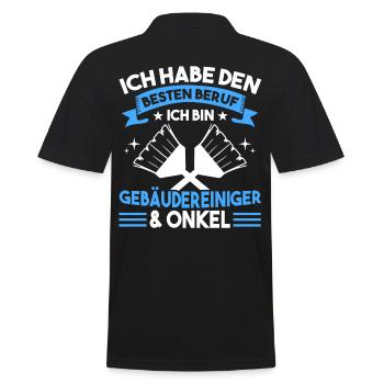 Reinigungskraft Opa Großvater Gebäudereiniger - Männer Poloshirt - Schwarz - Hinten - Kai (181cm)