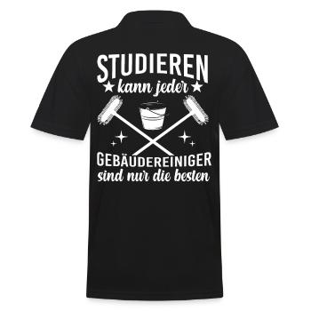 Reinigunskraft Studieren Gebäudereiniger - Männer Poloshirt - Schwarz - Hinten - Kai (181cm)