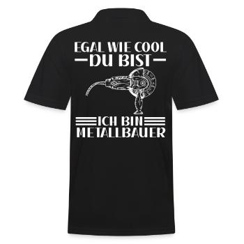 Metallbau Werkstatt Schweißer Metallbauer - Männer Poloshirt - Schwarz - Hinten - Kai (181cm)