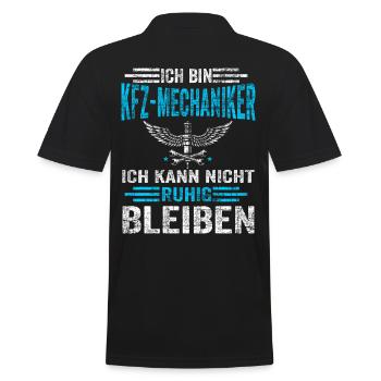 KFZ Meister Mechaniker Autowerkstatt Schrauber - Männer Poloshirt - Schwarz - Hinten - Kai (181cm)