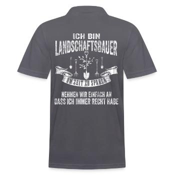 Landschaftsbauer Landschaftsbau Garten Galabau - Männer Poloshirt - Anthrazit - Hinten - Nico (186cm)