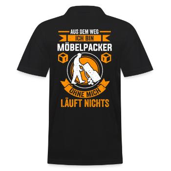 Möbelpacker Umzugsunternehmen - Männer Poloshirt - Schwarz - Hinten - Kai (181cm)