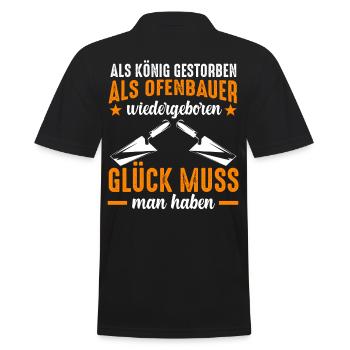 Ofenbauer Ofenbaumeister - Männer Poloshirt - Schwarz - Hinten - Kai (181cm)