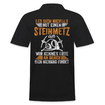 Steinmetz - Männer Poloshirt - Schwarz - Hinten - Kai (181cm)