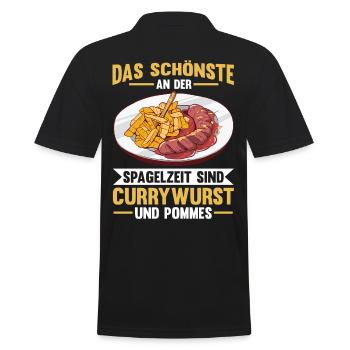 Currywurst - Männer Poloshirt - Schwarz - Hinten - Kai (181cm)
