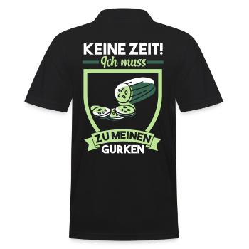 Keine Zeit ich muss zu meinen Gurken - Männer Poloshirt - Schwarz - Hinten - Kai (181cm)
