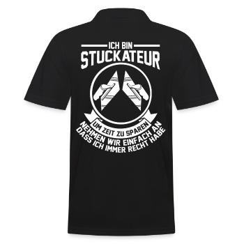 Verputzer Stuckateur - Männer Poloshirt - Schwarz - Hinten - Kai (181cm)