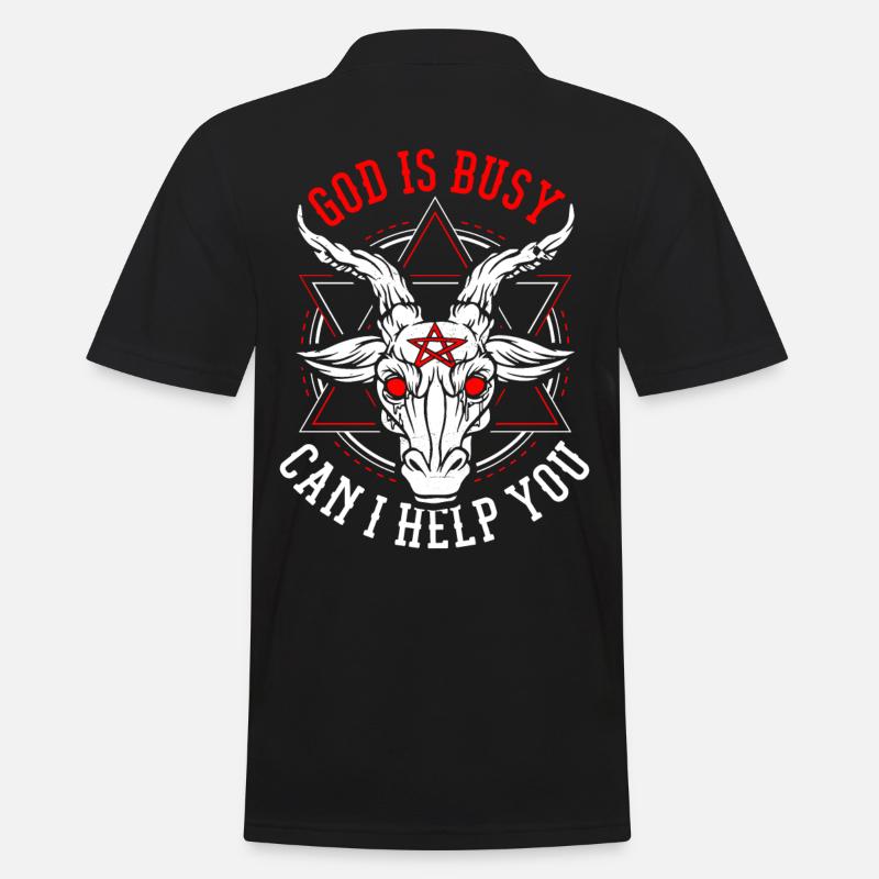 God Is Busy Can I Help You Devil Satanic Satan - Men's Polo Shirt - black