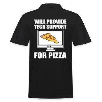 Will Provide Tech Support For Pizza Tech Support - Männer Poloshirt - Schwarz - Hinten - Kai (181cm)