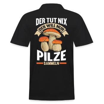 Pilze Sammeln Pilzsammler - Männer Poloshirt - Schwarz - Hinten - Kai (181cm)