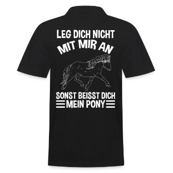 Pferde Reiten Reiterin Pony - Männer Poloshirt - Schwarz - Hinten - Kai (181cm)