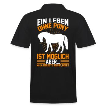Pony Stall Ponybesitzer Reiten - Männer Poloshirt - Schwarz - Hinten - Kai (181cm)